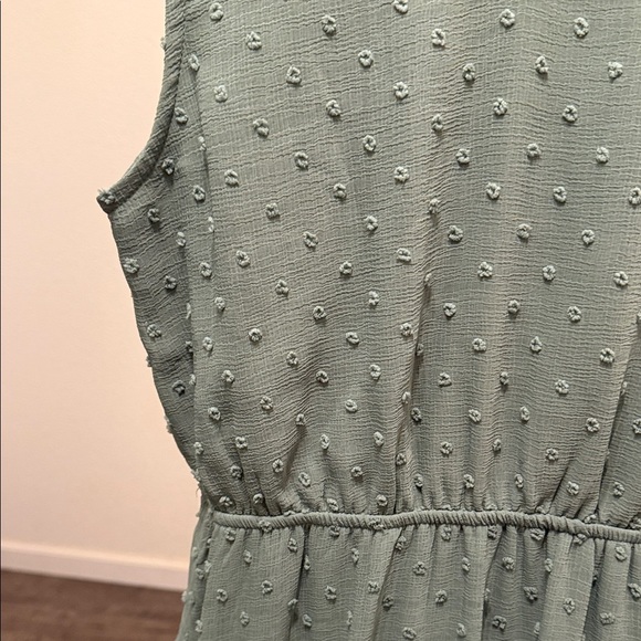 Monteau Textured Green Sleeveless Midi Dress with Elastic Waist Sz Medium - Picture 9 of 11